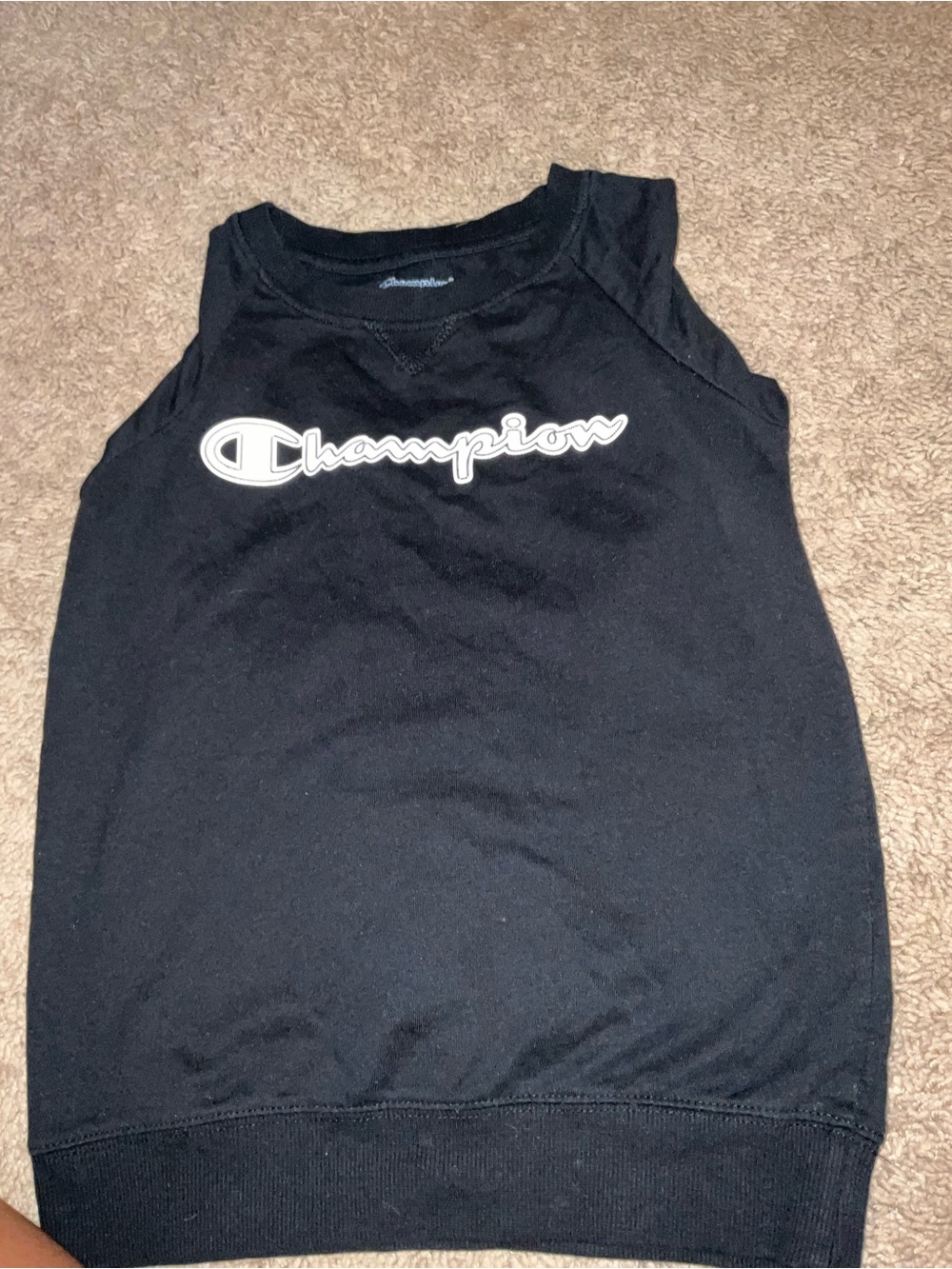 Champion Black Tank Top with White Logo